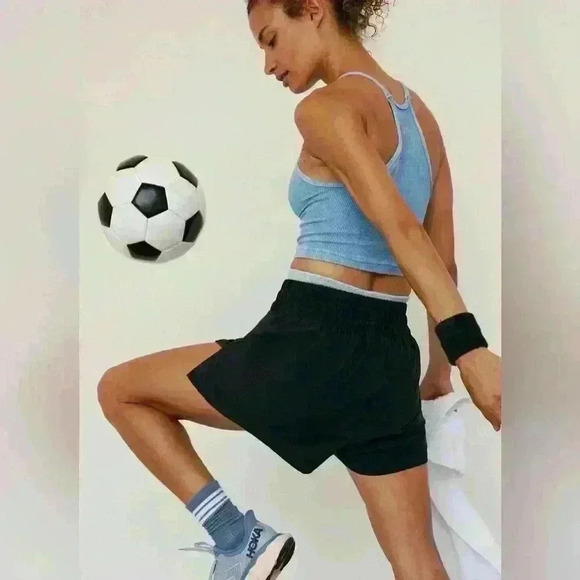 FP Movement High Rise Boxer Inspired Active Shorts | S | Black | Triangle Logo - Picture 8 of 12